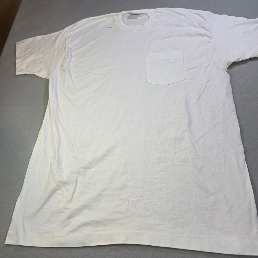 Vintage Trend Basics White Pocket T-Shirt 2XL Made in USA Cotton 90s